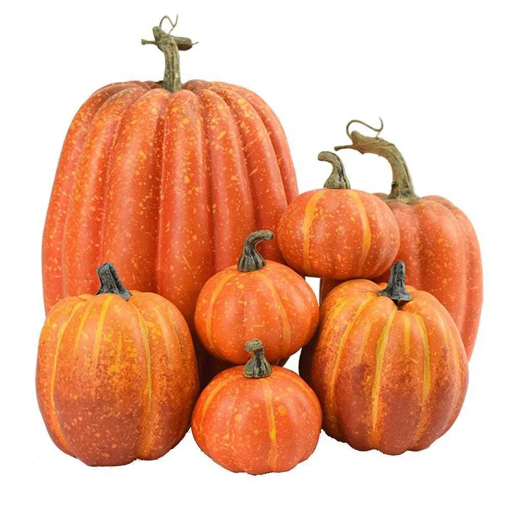 7PCS Simulation Pumpkin Model Artificial Vegetable Halloween Craft Home Birthday Party Wedding DIY Decoration Y0829