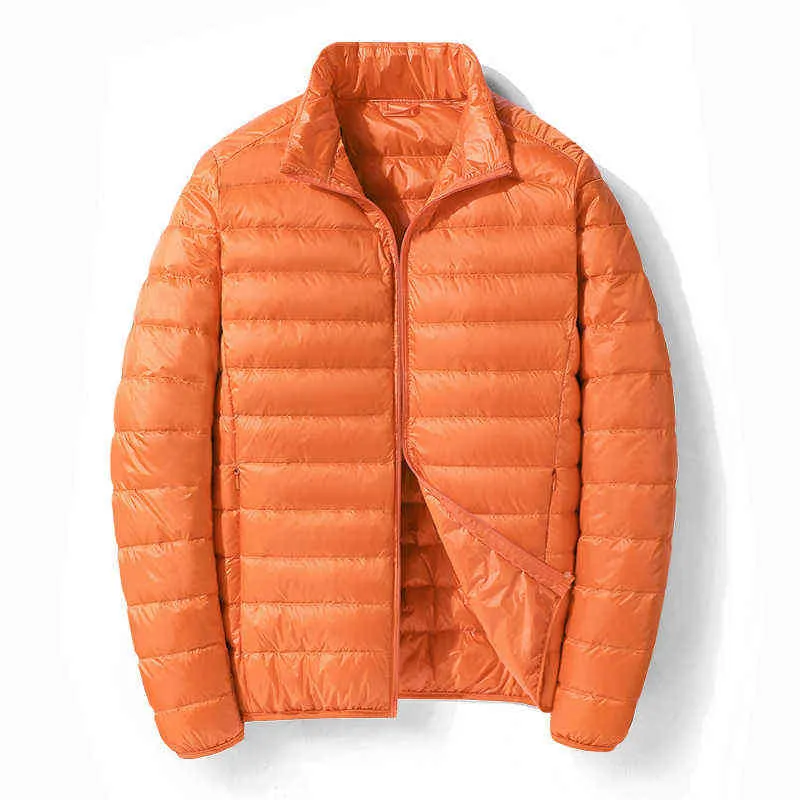 Winter Klassische Leichte, Tragbare Daunenjacke Männer Casual Orange Grau Blau Dicke Warme Parka Mantel Marke Kleidung Plus Größe M-5xl G1108