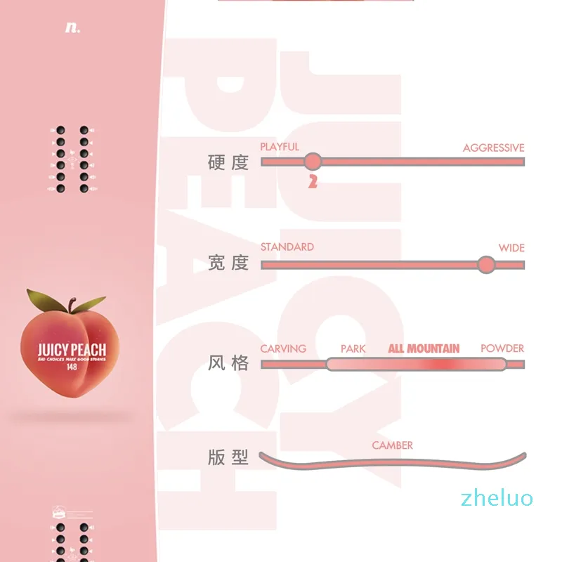 Peach Ski Cherry Pink Beginner Snowboard & Training Single