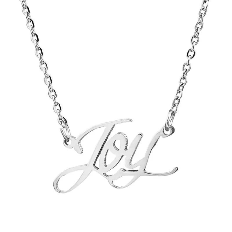 Pendanthalsband Joy Name Halsband Personligt Rostfritt stål Kvinnor Choker 18K Gold Plated Alphabet Letter Jewelry Friends Gift252n