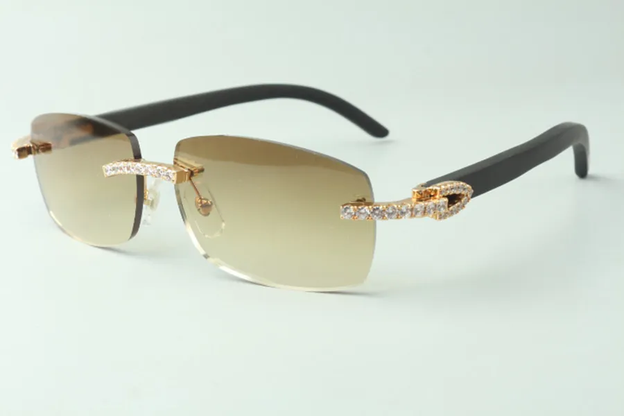 Bezpośrednia sprzedaż Niekończące się okulary Diamentowe 3524026 z czarnymi drewnianymi świątyniami Okulary projektantów, rozmiar: 18-135 mm