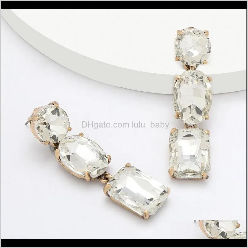 exaggerated personality alloy diamond acrylic earrings women`s geometric super flash earrings fashion earrings