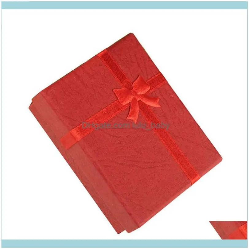 Jewelry Pouches, Bags 9x7x3cm Square Paper Gift Box Present Case For Ring Bracelet Necklace Blue Pink Red Packaging Storage With Foam