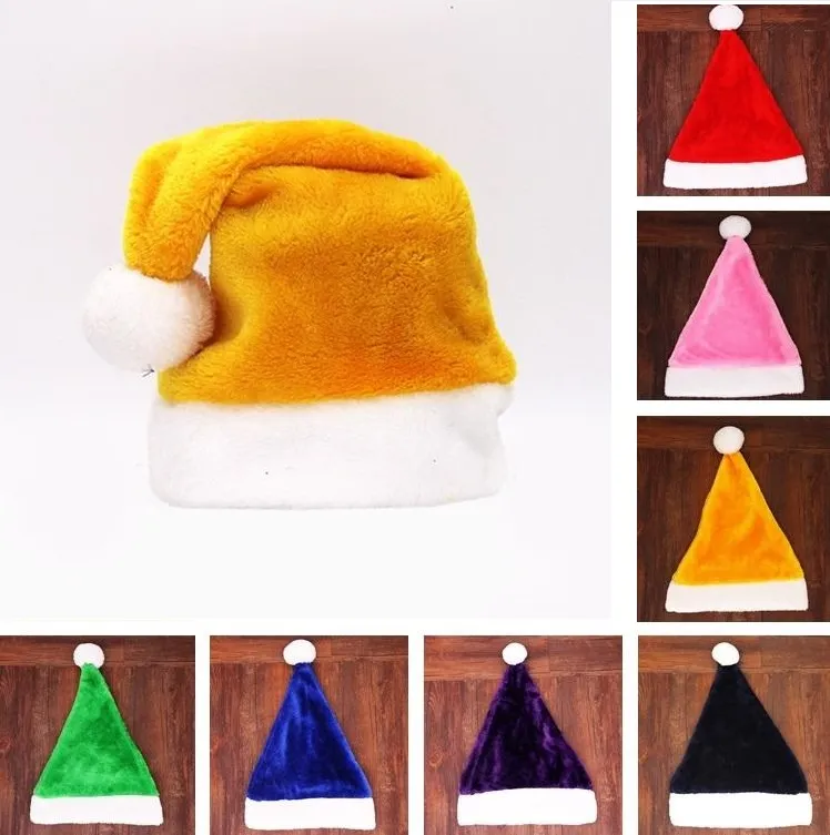 Weihnachtsmann-Hut, 7 Farben, kurze Plüsch-Weihnachtskappen, Dekoration, Cosplay-Kappen, 29 x 39 cm, für Erwachsene, Weihnachtsparty-Hüte ZC414