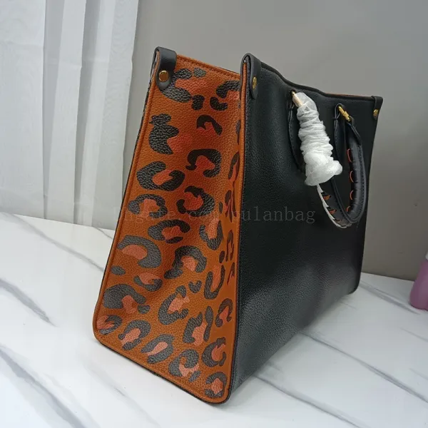 Womens bag totes purses Embossing flower Leopard Print High quality leather shopping bags handbags233j