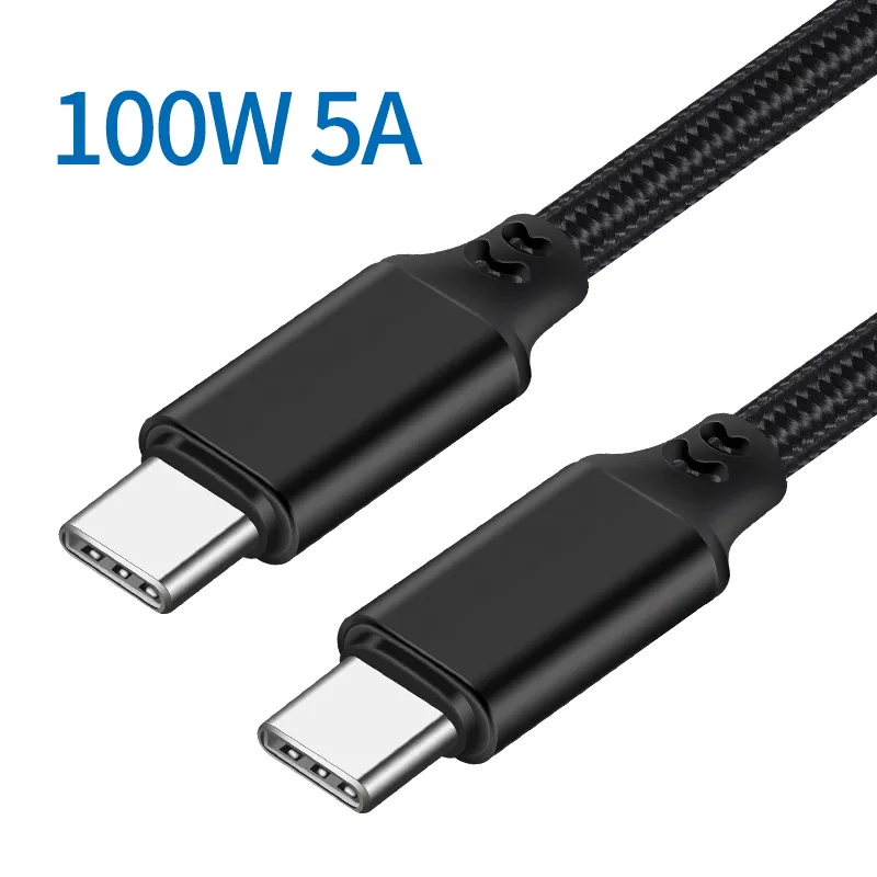 USB-C to C 데이터 케이블 PD 100W 5A 빠른 충전기 더블 타입 C USB 케이블 Sumsung N20 Mobile Huawei Xiaomi Hard Disk Type-C Laptop 용 남성