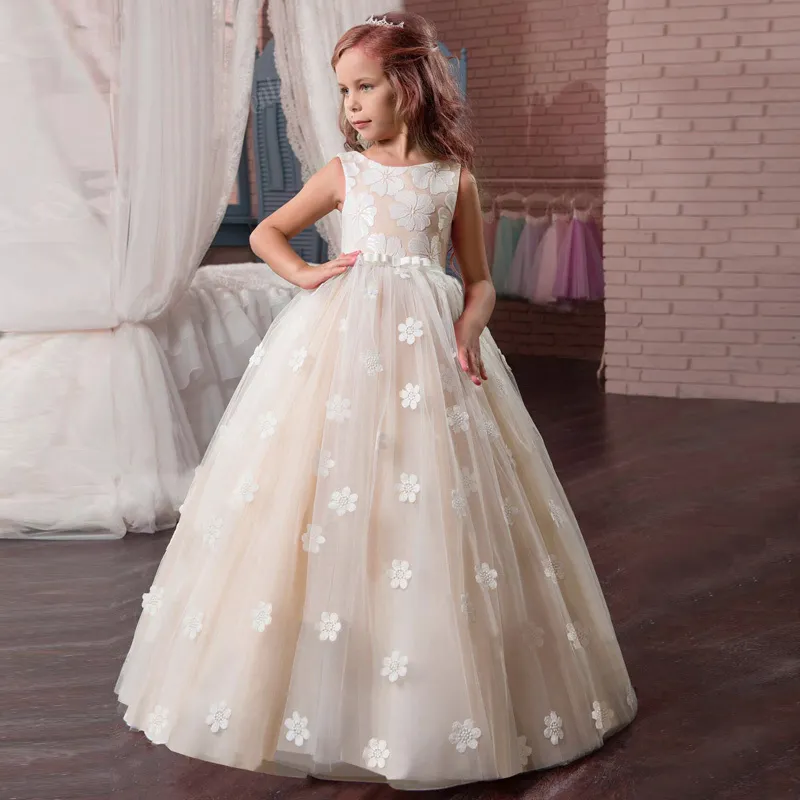 Ni a De Las Flores Boda Noche Fiesta Larga Vestidos Infantiles