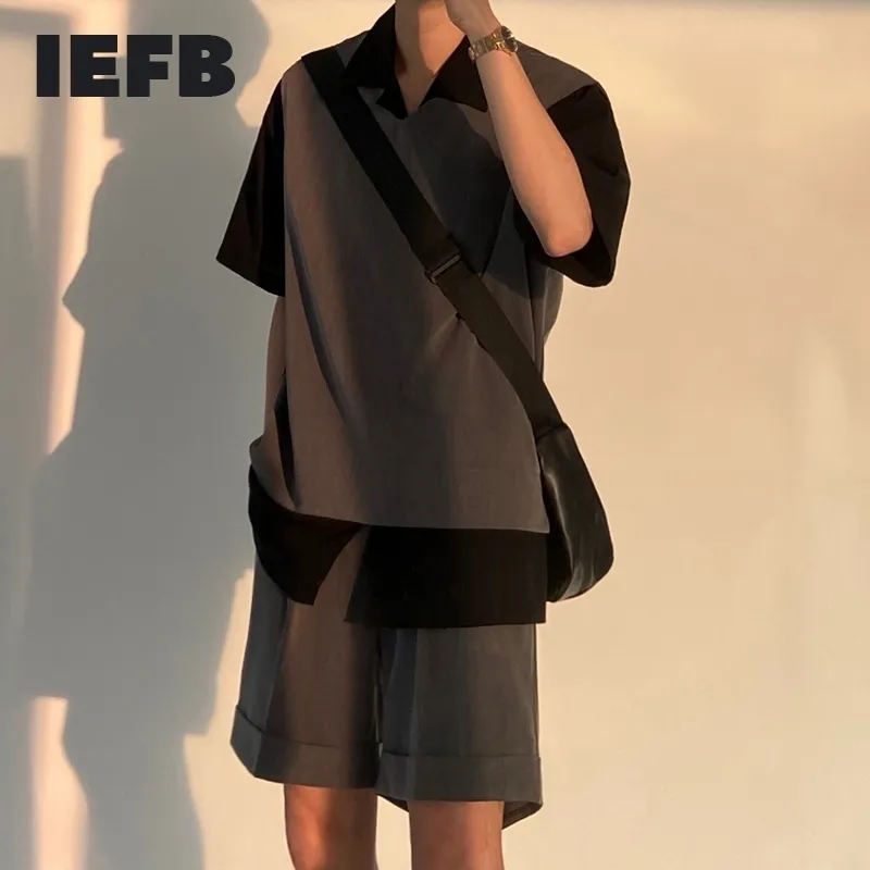 IEFB Vest Mannen Zwarte Mouwloze Zomer Vest Koreaanse Mode Losse Heren V Kraag Causal Uitloper Tops Mannelijke 9Y7683 210524