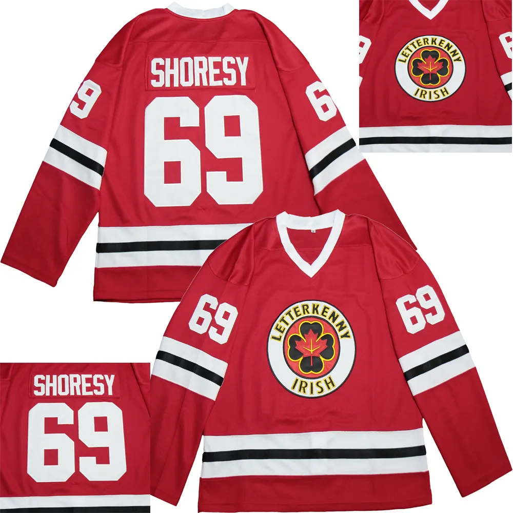 Eishockey TV-Serie Letterkenny Irish Jerseys 69 Shoresy Jersey Sommer Weihnachten Moive Team Home Rot Farbe Männer 021