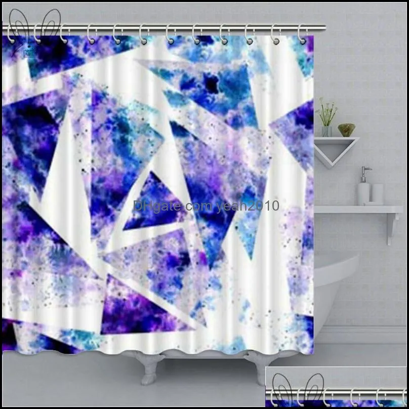 Aplysia Purple Geometric Shower Curtain Colorful Waterproof Bathroom Polyester Fabric Bath Decor Bathing Sets Curtains