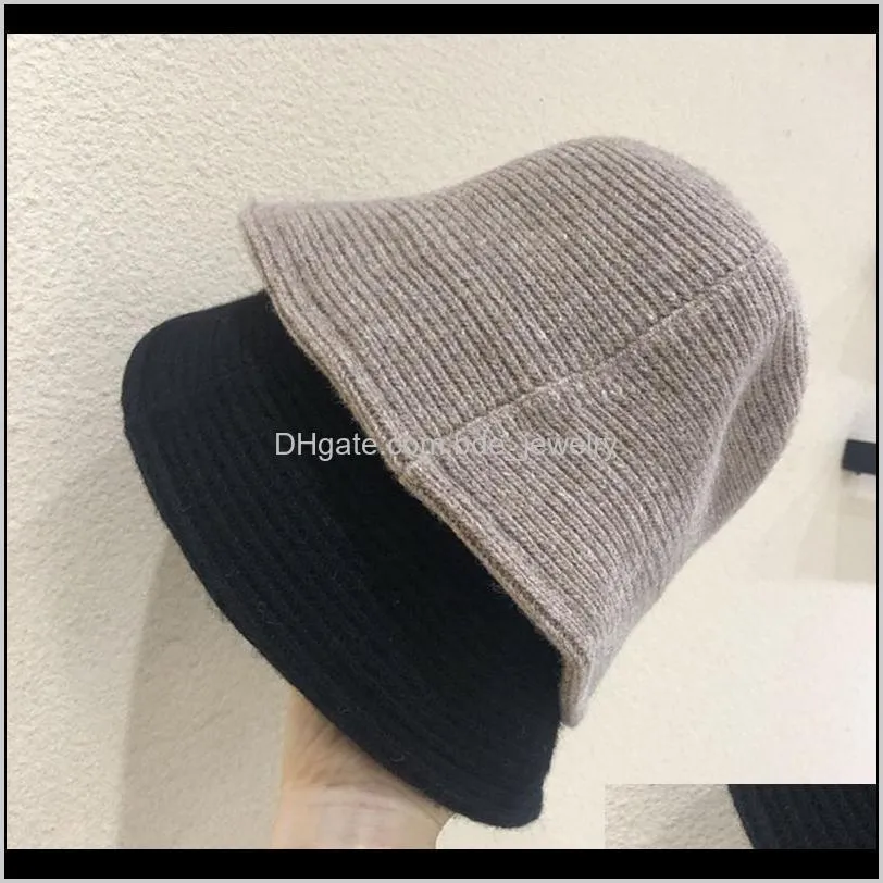 fashion panama warm winter women`s bucket hat for teens felt wool hat for girls autumn and winter fur black hip hop cap