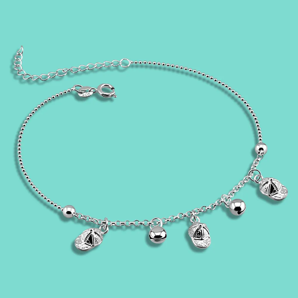 Kvinnors kreativa original smycken 925 sterling anklet sommar mode ankel armband solid silver kedja strand fest