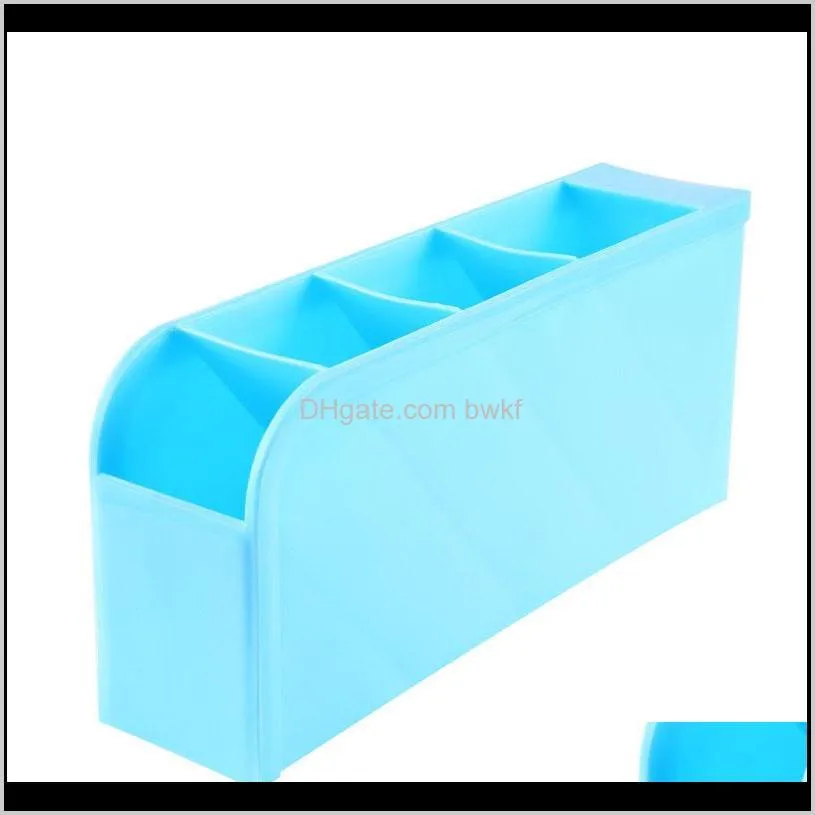1pc plastic desktop storage box 4 grids pen tableware organizer box cosmetic storage finishing box home accessories
