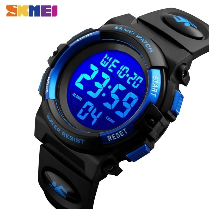 Skmei Children LED Electronic Digital Watch Chronograph Clock Sport Watches 5bar Water Impermeable Kids Wristwatches para Boys Girls 220113