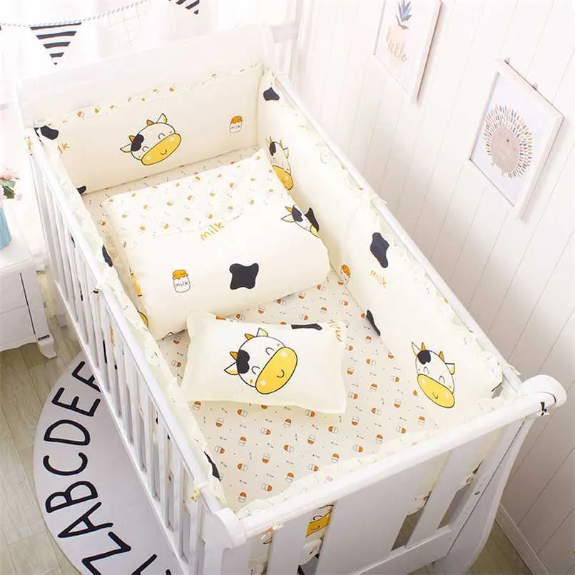 60*120cm Baby Crib Bumpers Infant Bedding Set Include Cotton Baby Bed Bumper +Bed Sheet Boys Girls Crib Bed Protector ZT35 211025