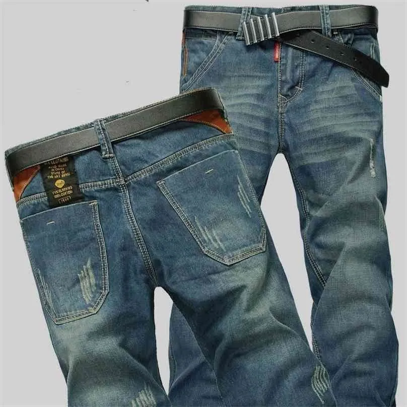 Heren zakelijke jeans klassieke lente herfst mannelijke skinny straight stretch merk denim broek zomer overalls slim fit broek 210716