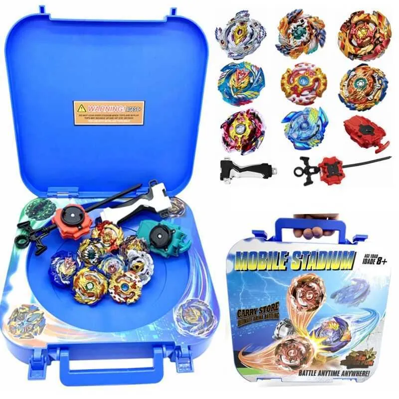 Beyblades Patlama Mobil Beystadium Set Recocer Caja Estadio de Arena Con Mango Lanzador X0528