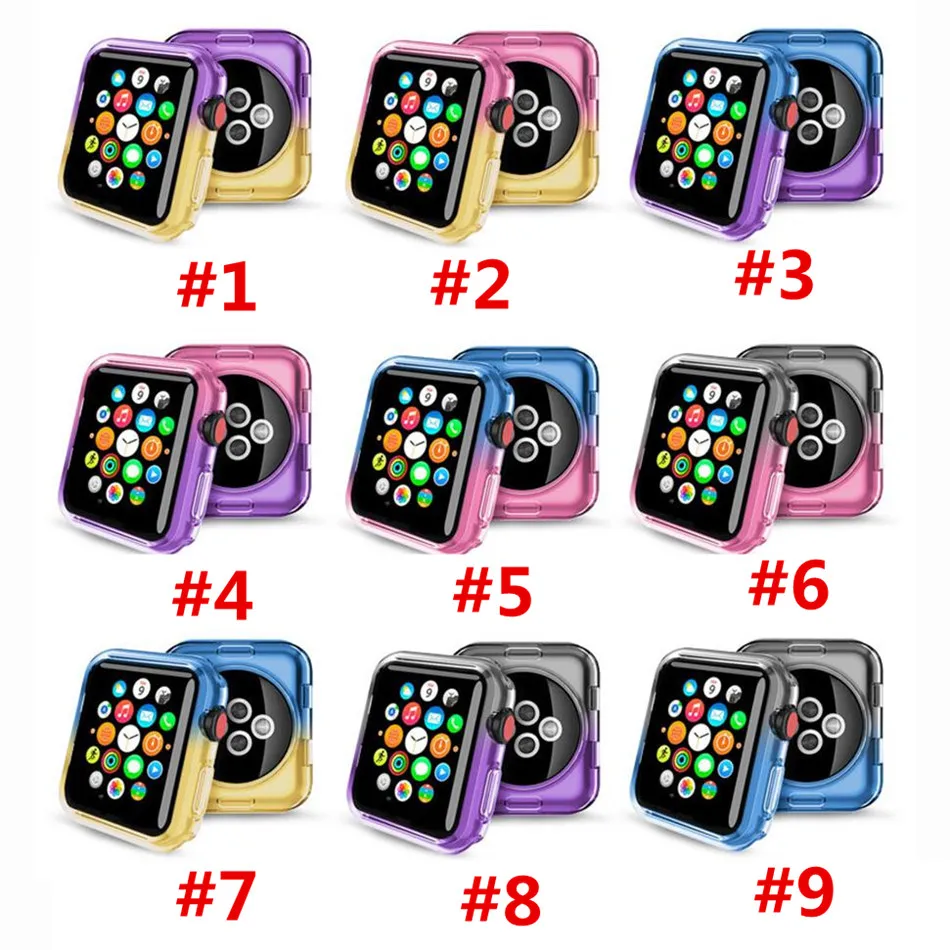 Moda TPU Degrade Colorfu Durumda Apple İzle IWatch 38 / 40mm 42/44 / 45mm Koruyucu Kapak