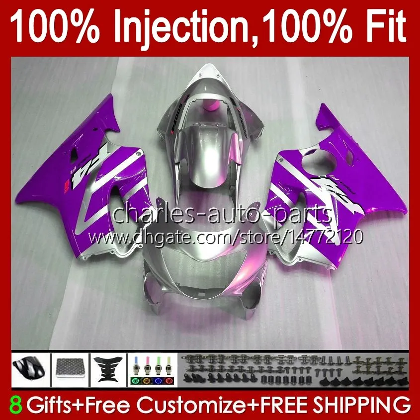 100% Fit OEM Fairings For HONDA CBR 600F4 600FS 600 F4 FS CC Purple Silver 99-00 Body 54No.209 600CC CBR600 F4 CBR600F4 99 00 CBR600FS 1999 2000 Injection mold Bodywork