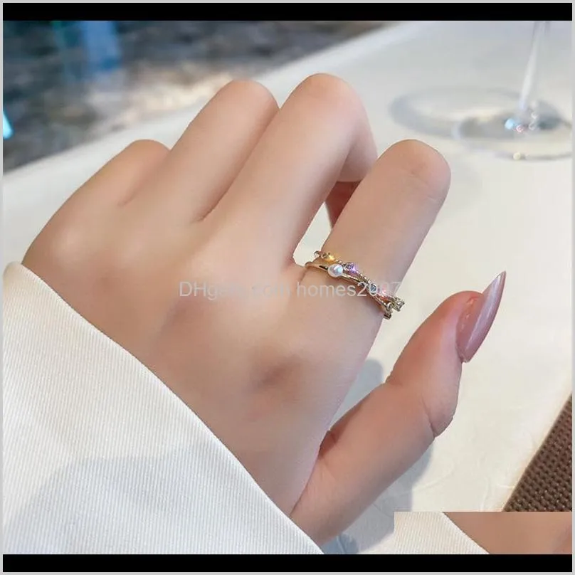 rhinestone women ring adjustable ladies rings joint simple fashion jewellery wedding couples trendy gold color metal anillos