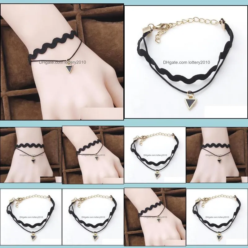 Link, Chain Bracelets Triangle Pendant Retro Bracelet Simple Multilayer Jewelry