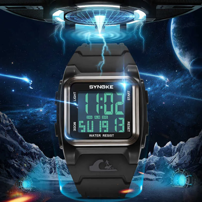 男性のためのシンクロークデジタルウォッチ男性の腕時計のための50mのスポーツの軍事電子時計男性腕時計男性時計モントルHomme 9803 G1022