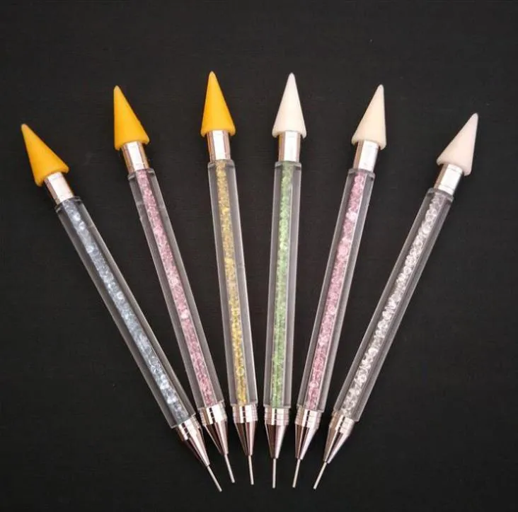 Double Head Nail Dotting Pen Multi Function Rhinestone Crayons Diy Wax Pencil With Storage Box Mulit Color SN3120