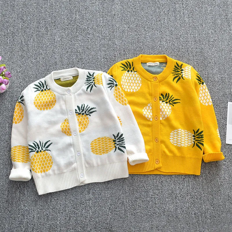 1-6 ans bébé garçons filles ananas Cardigan manteau enfants vêtements printemps automne garçon fille à manches longues tricoté enfants 210429