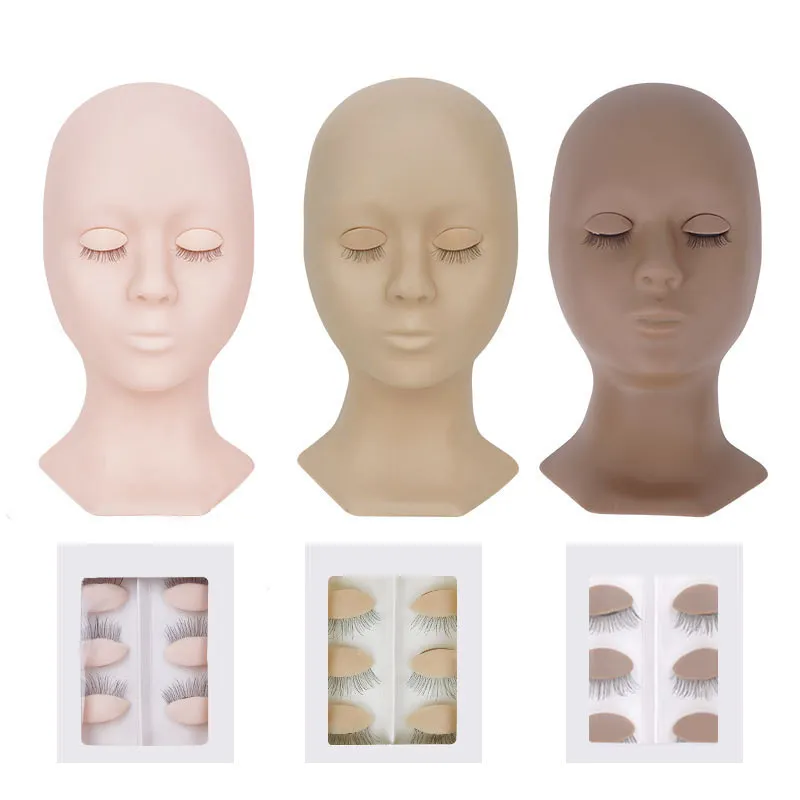 2021 Professional Training Mannequin Heads + 4 Pairs Lifelike detachable eye Graft Eyelashes Extension Makeup Beauty Tools 3 styles