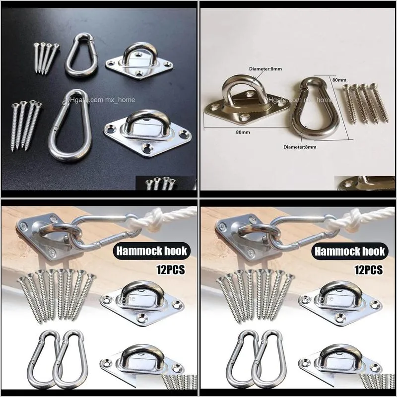 Hooks Rails förvaringshushållsorganisation Hem Garden12pcs/Set Hanging Set och Hook Ring för hängmatta fäste Swing Tool Kits GHS99 Drop