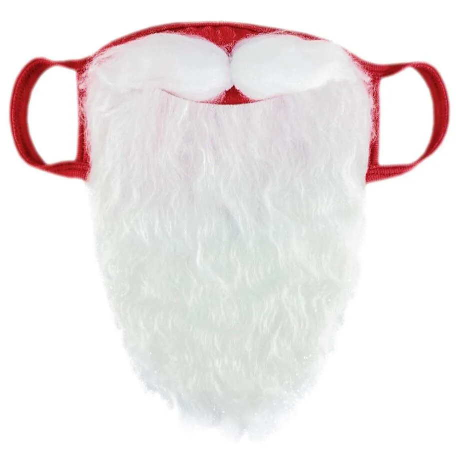 Juldekorationer Vuxen Rolig Cosplay 3D Santa Claus Mask Face Fabric Beard Xmas Plush Gift Shield Props Party Masks DHL