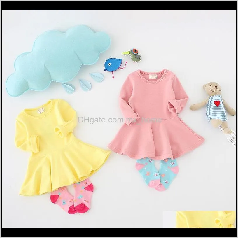Vestuário bebê maternidade entrega entrega 2021 vestidos de bebê 7 breves cores cores manga longa algodão plissado crianças vestido meninas 9m2t rdf2k
