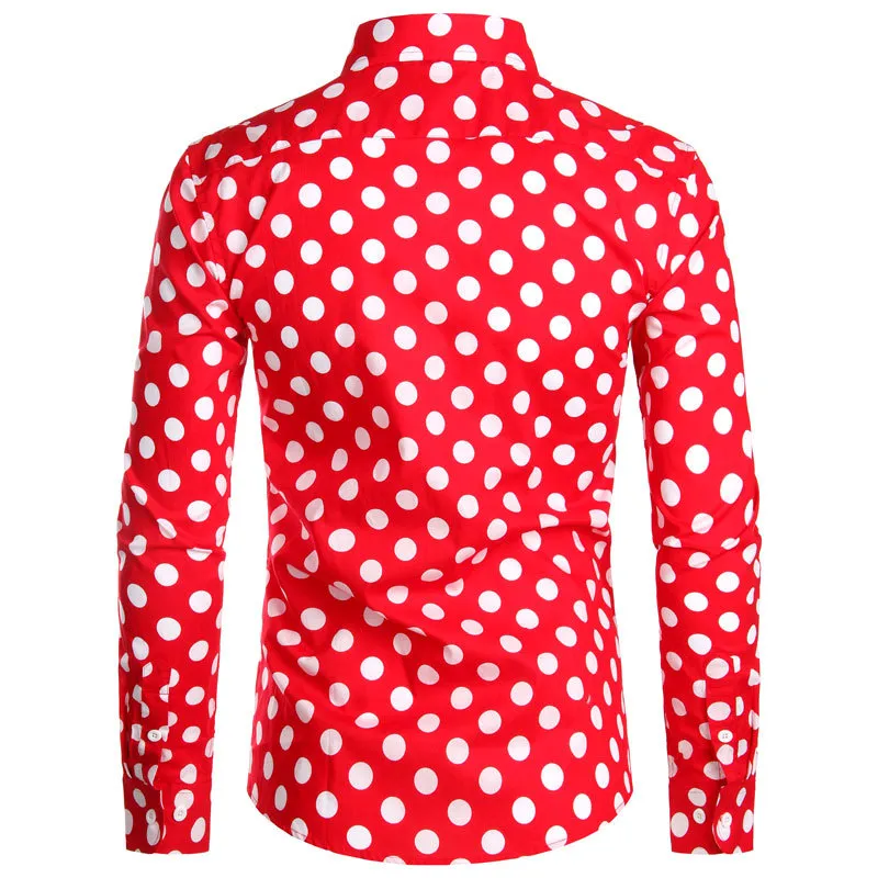 Camisa roja deals con lunares blancos