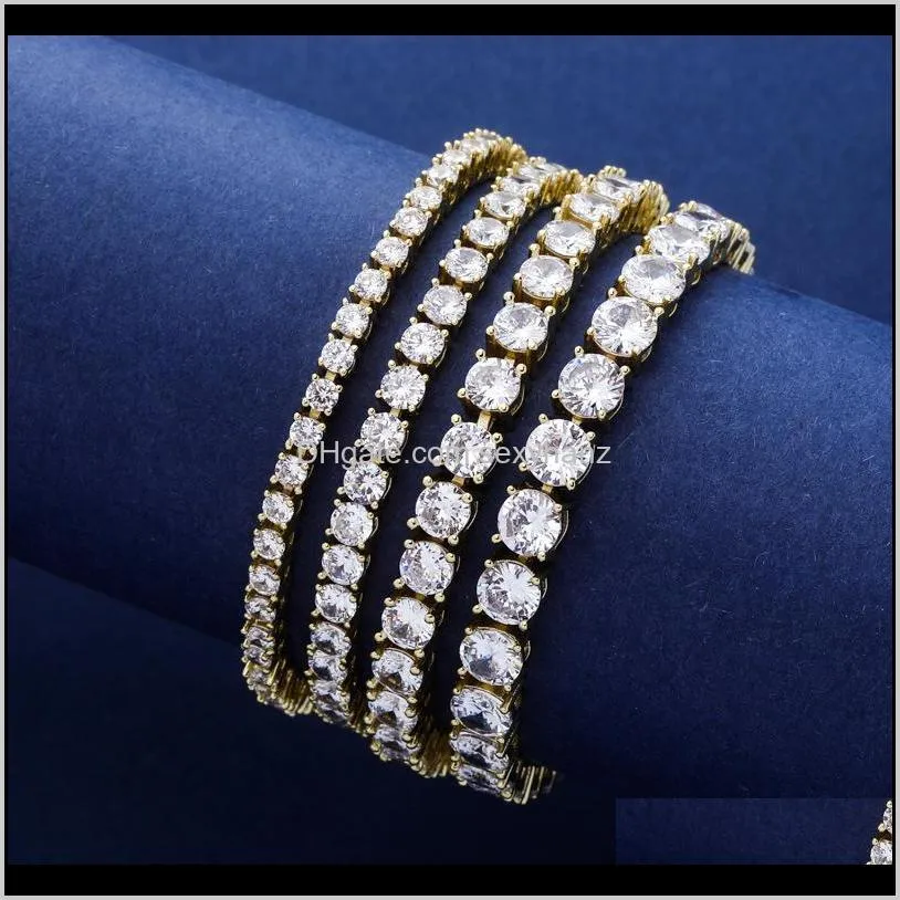 Chains Necklaces & Pendants Jewelry Drop Delivery 2021 M 4Mm 5Mm 6Mm Tennis Bracelets For Men Women Fashion Gold Sier Color Chain Luxury Blin