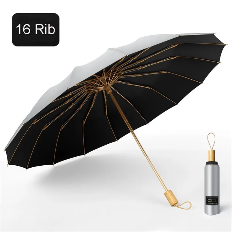 16-rib Draagbare opvouwbare paraplu zilver zonnig voor reizen zonnescherm Super zonnebrandcrème Anti-ultraviolet UPF50 + 210721