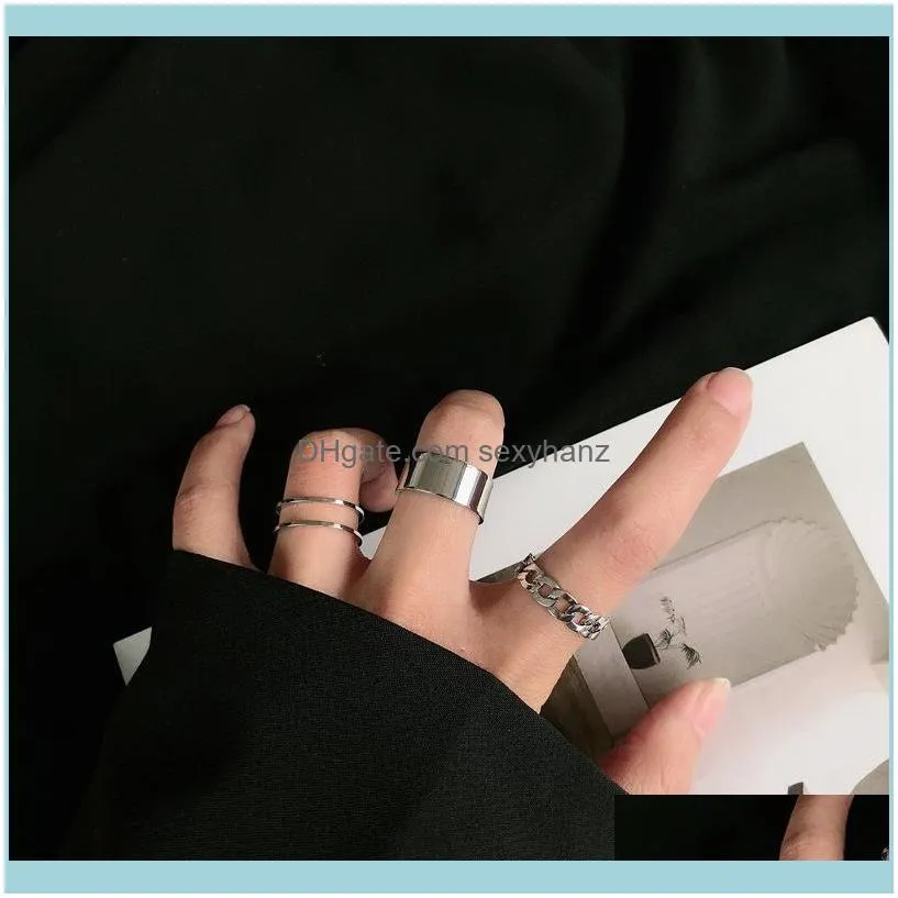 Minimalism Gold Color Round Geometric Finger Rings Set for Women Classic Circle Open Joint Female Jewelry