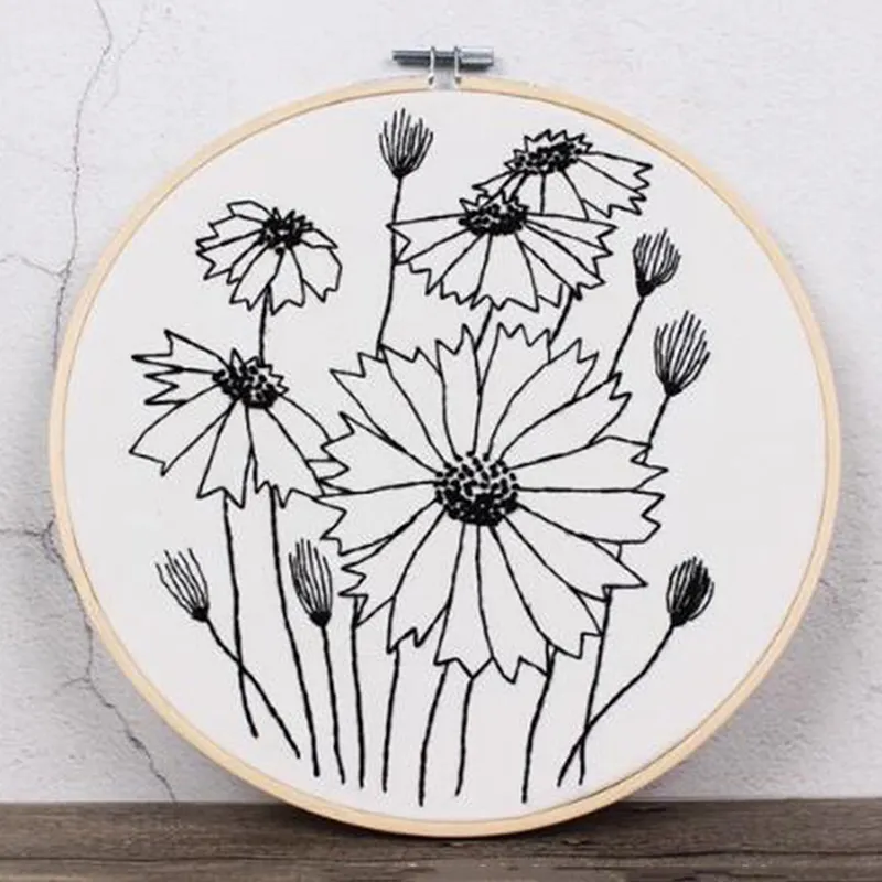 Daisy Printed Embroidery Set Kit