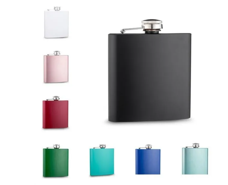 mixed colored 6oz painted stainless steel hip flask with screw cap,customized logo accept