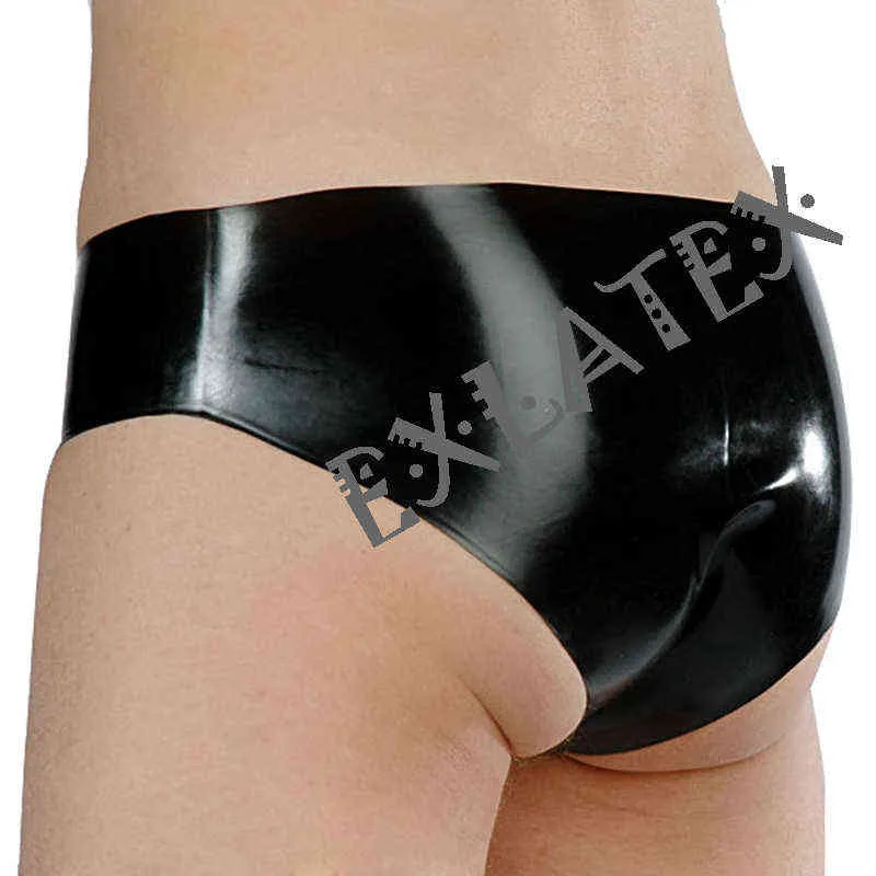 Latex Panties Briefs with Bulge Bottoms Black Erotic Underwear String Latex Rubber Fetish Sexy lingerie (4)