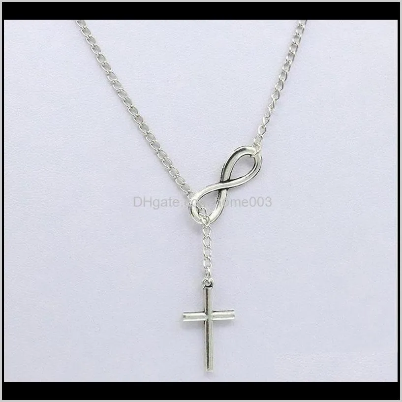 women infinity cross lucky number eight pendant necklaces choker statement bib chain necklace lz924