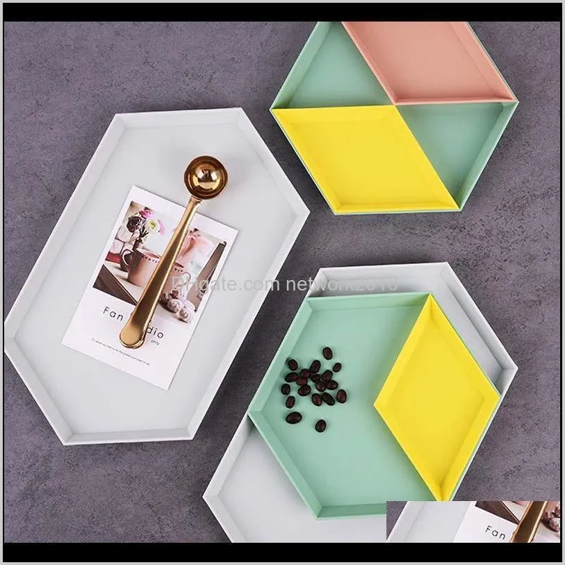 4pcs nordic polygon jewelry display plate desktop combination storage tray geometric diamond hexagonal cake fruit dish plates