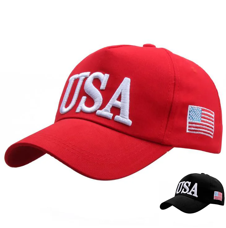 USA Flag Ball Caps Red Black Unisex Adjustable Adult Fitted Baseball Embroidery Summer Sun Visor Cap Sports Hats For Men And Women 30pcs