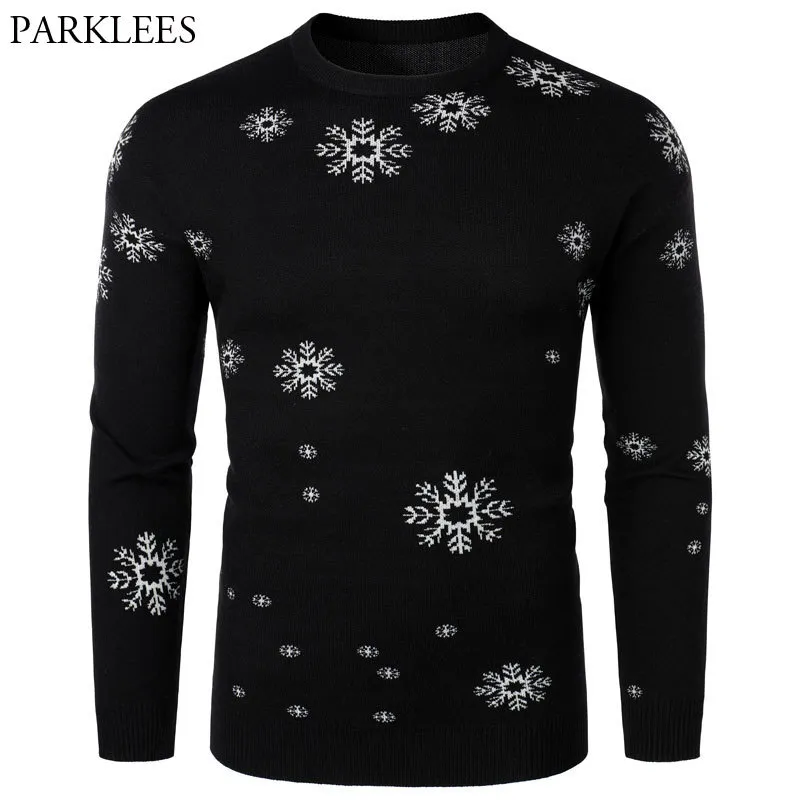 Ugly Christmas Sweater Mens O-neck Snow Printing Xmas Pullover Casual Warm Pull Streetwear Ribbed Hem Slim Sweaters Men Oversize 210524