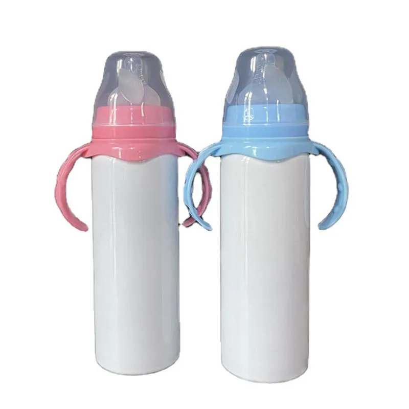 Sublimation Blank White Straight Baby Water Bottle 8 oz children Stainless Steel Feeding Tumbler Cup