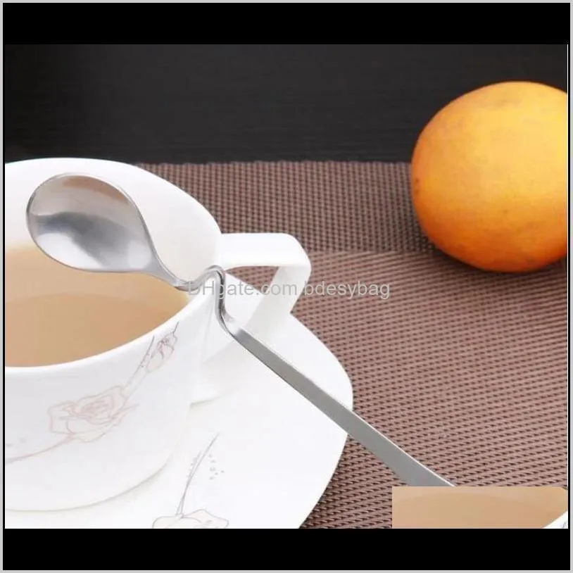 new style bent spoon creative straight hanging spoon stainless steel dessert coffee stirring spoons coffee & tea tools fast shipping