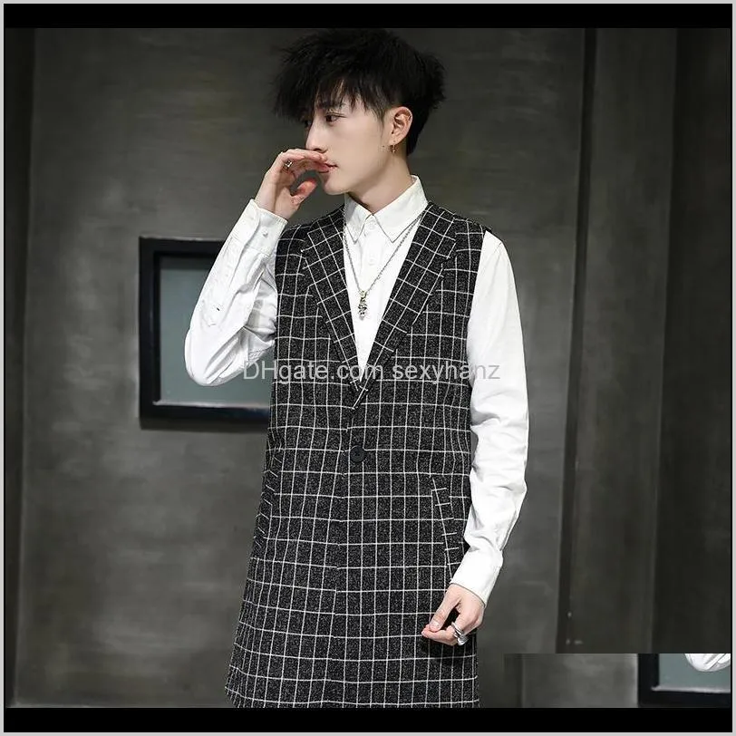 spring and summer men`s sleeveless waistcoat hair stylist long windbreaker men korean slim thin handsome vest coat