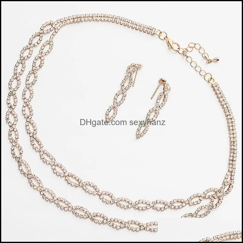 Earrings & Necklace YFJEWE Fashion Wedding Accessories Jewelry Sets Women Gold And Silver Color Austrian Crystal Long N327