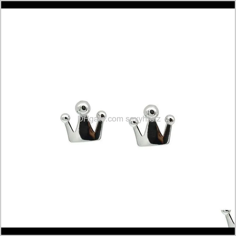 mini trendy crown earrings for women minimalist fine jewelry cute 2021 gift stud