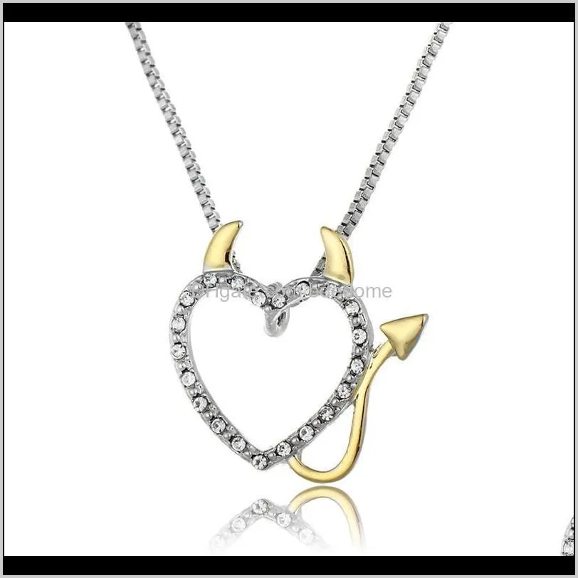 necklace exquisite women`s two-tone mom`s love shaped simple pendant long chain women diamond necklace jewelry two-tone diamond