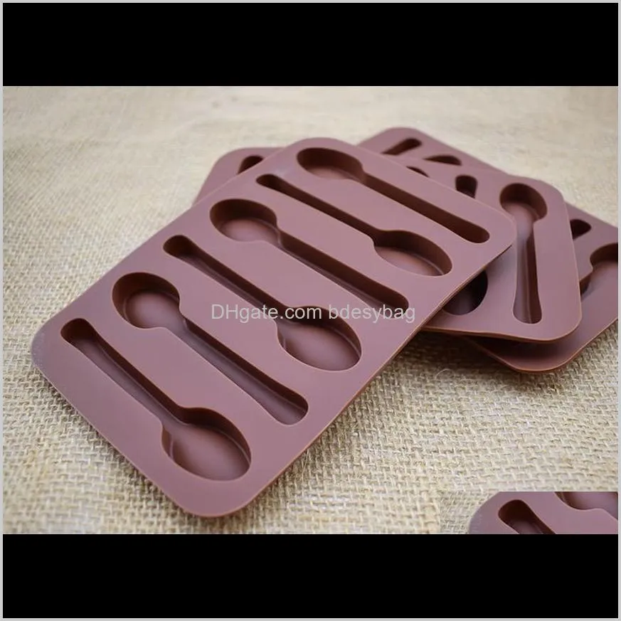 non-stick silicone diy cake decoration mould 6 holes spoon shape chocolate molds jelly ice baking 3d candy